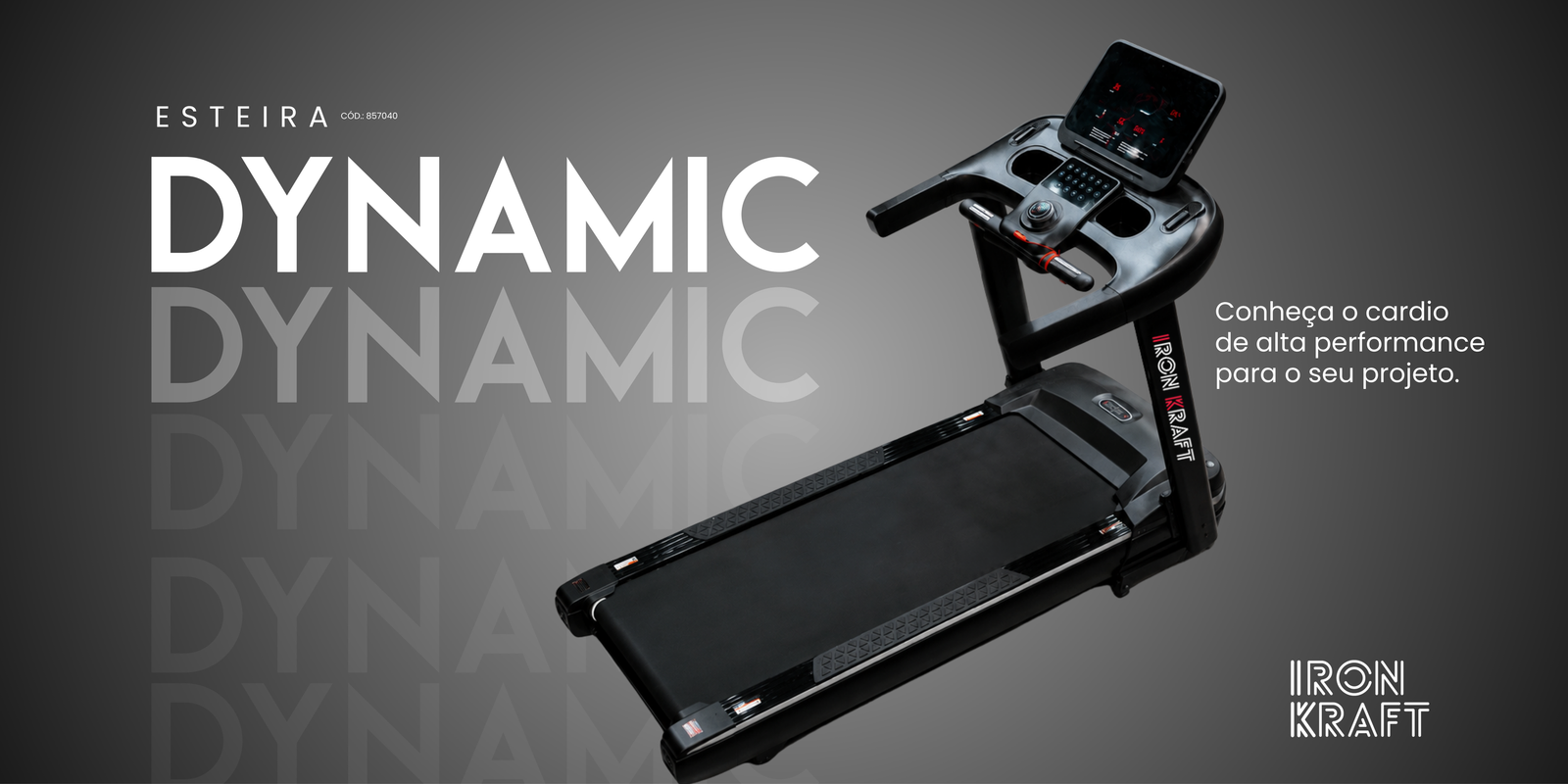 Esteira Dynamic Iron Kraft: 3 HP, 22 km/h e inclinação automática para treinos de alta intensidade